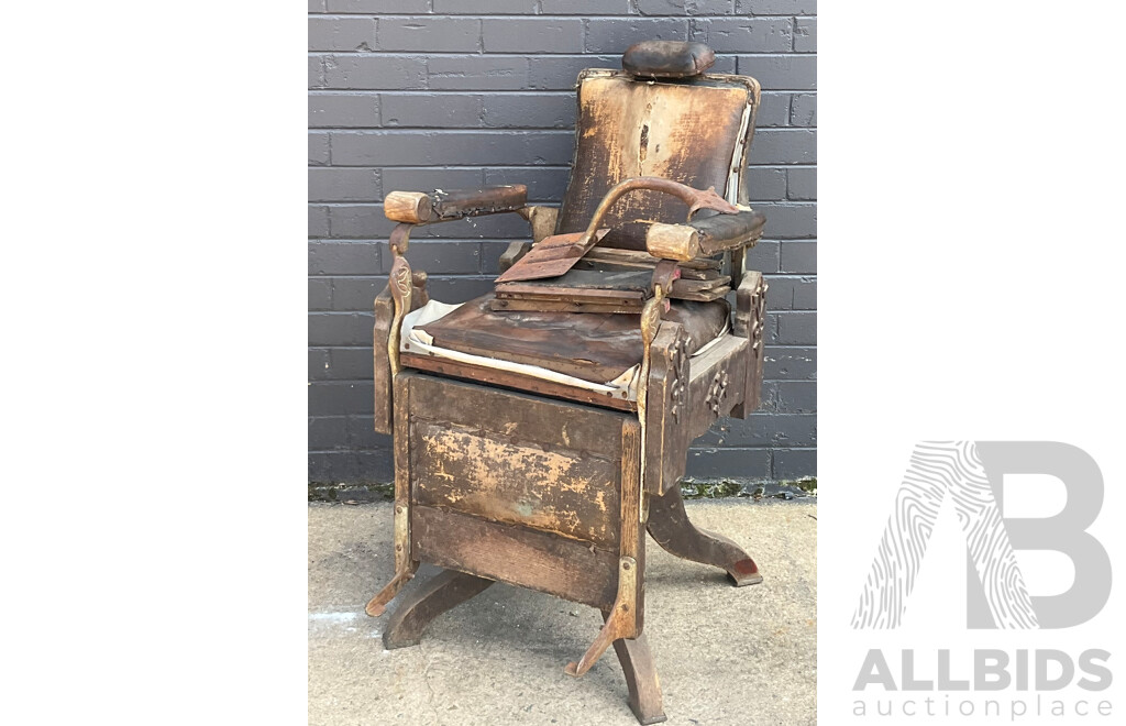 Vintage Deconstructed Oak Framed Barbers Chair