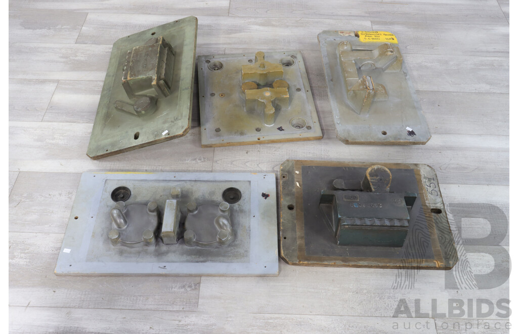 Collection of Five Vintage Timber Industrial Moulds