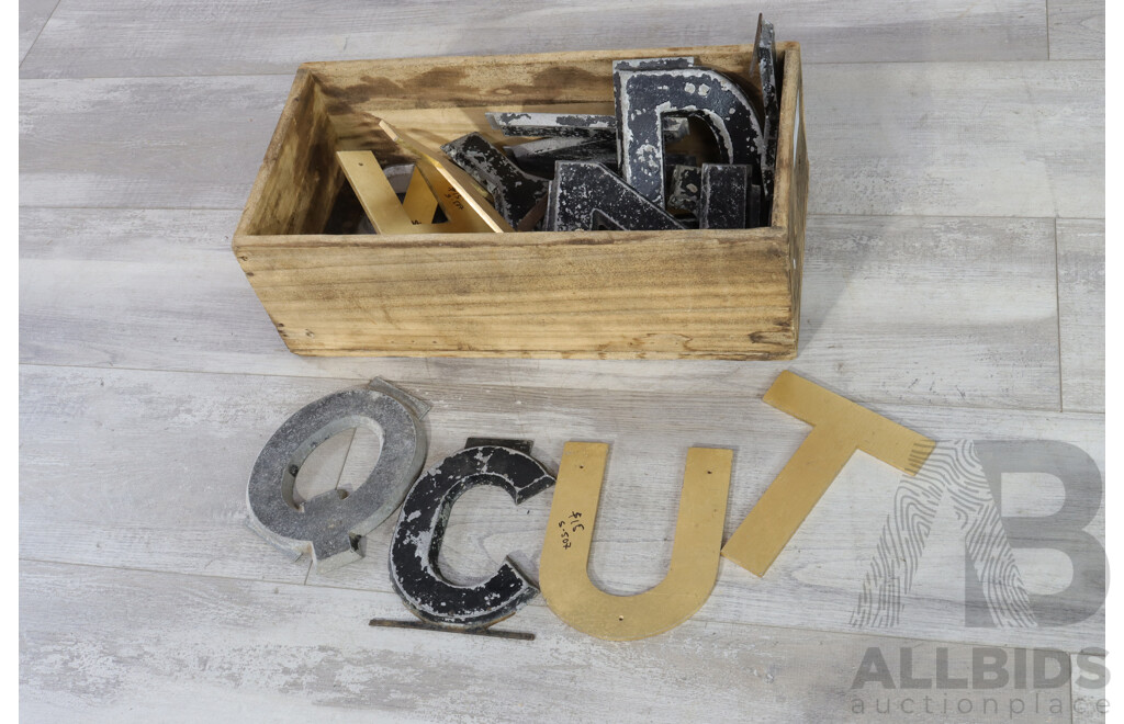 Collection of Metal Letters in Timber Box