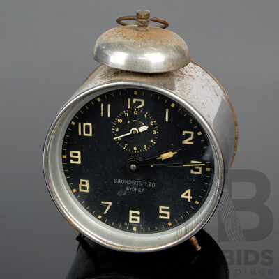 Vintage Saunders LTD Sydney Steel Alarm Clock, German Movement