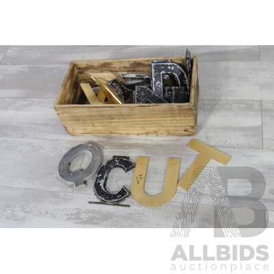 Collection of Metal Letters in Timber Box