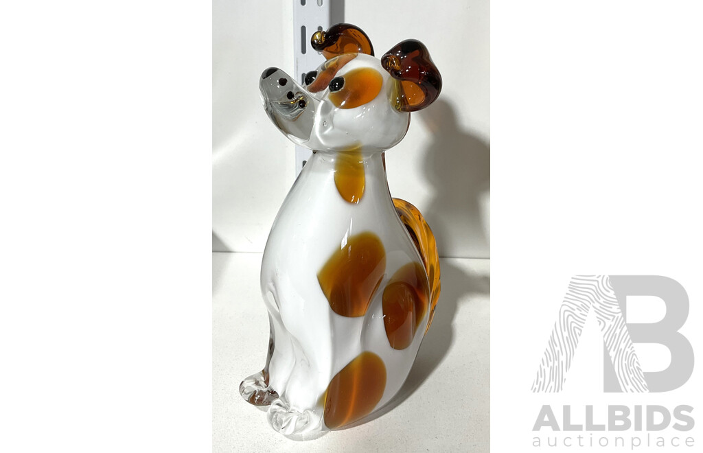 Murano Style Art Glass Spotted Dog