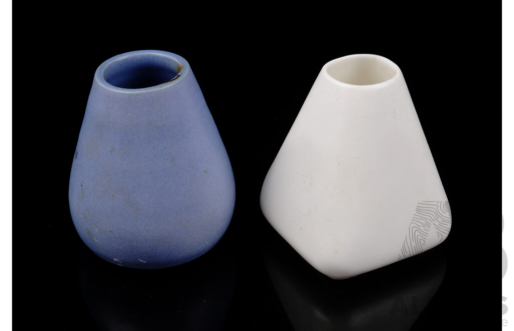Pair of Glazed Bison Vases (2)