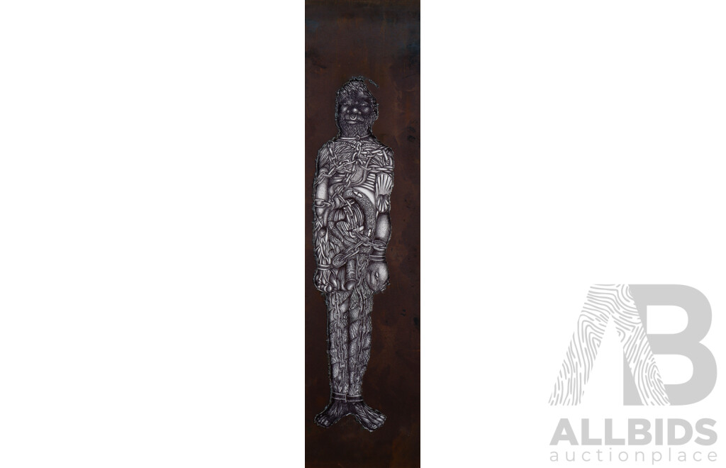 Trevor Dunbar, Untitled (Two Figures), Pen on Paper & Corten Steel (2)