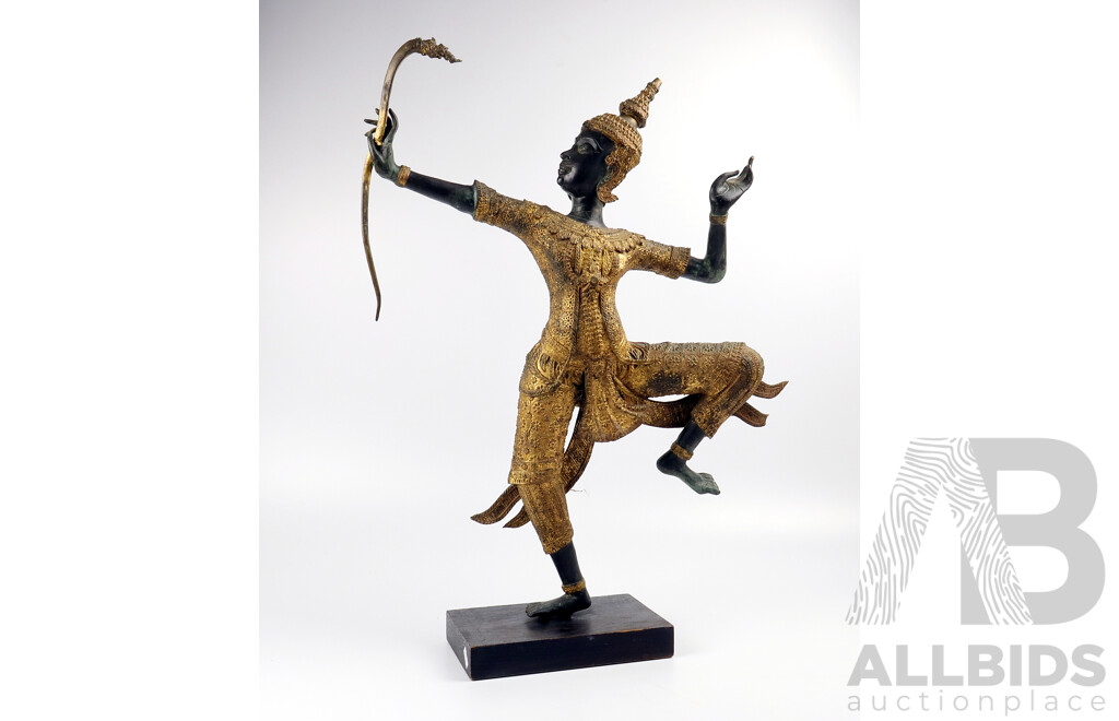 20th Century Gilded Bronze Statue of Rama