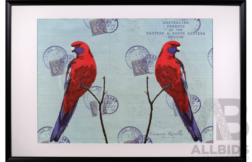 Framed Poster, Crimson Rosella - Australian Parrots of the Eastern & South Eastern Region