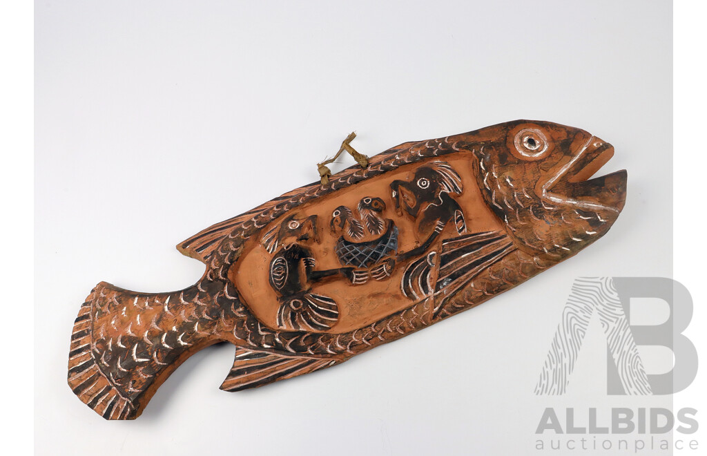 Hand-Carved and Painted Fish, Possibly PNG