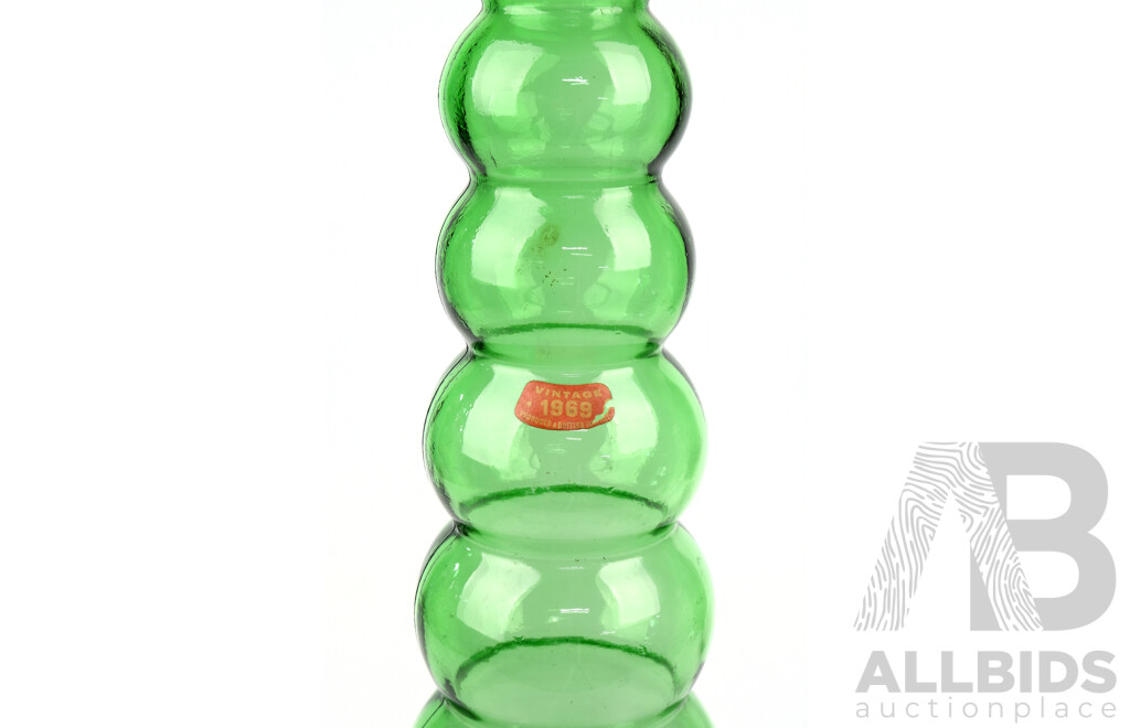 Vintage Italian Brevetto Etrusca Green Glass Chianti Bottle, 1969