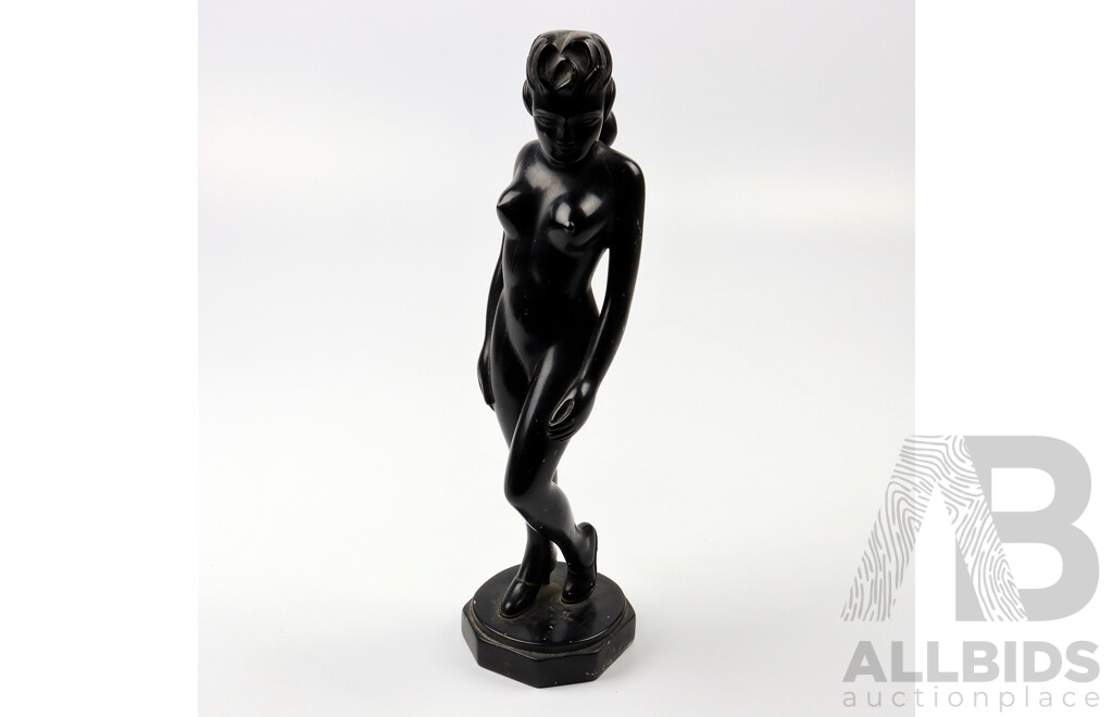 Mid Century Ebonised Timber Figure of a Standing Nude