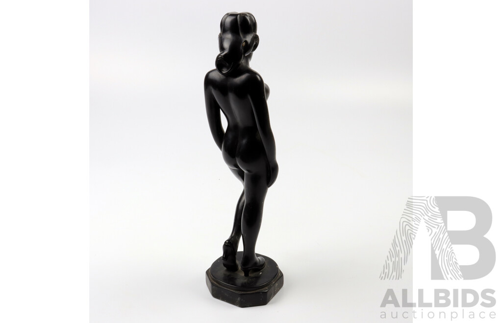 Mid Century Ebonised Timber Figure of a Standing Nude