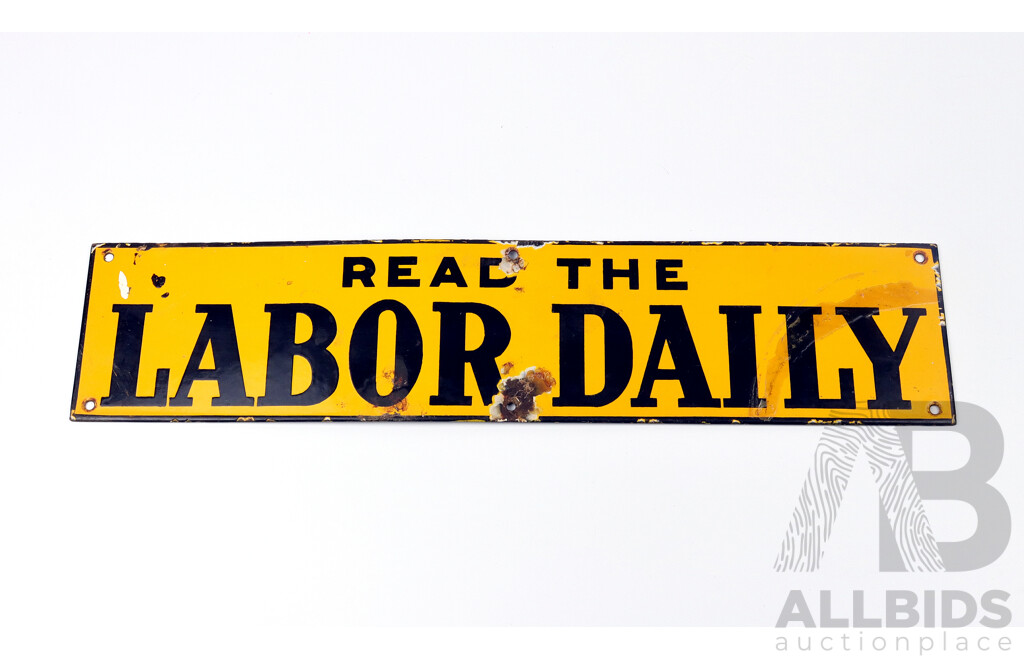 Vintage Australian 'Labor Daily' Enamel Sign