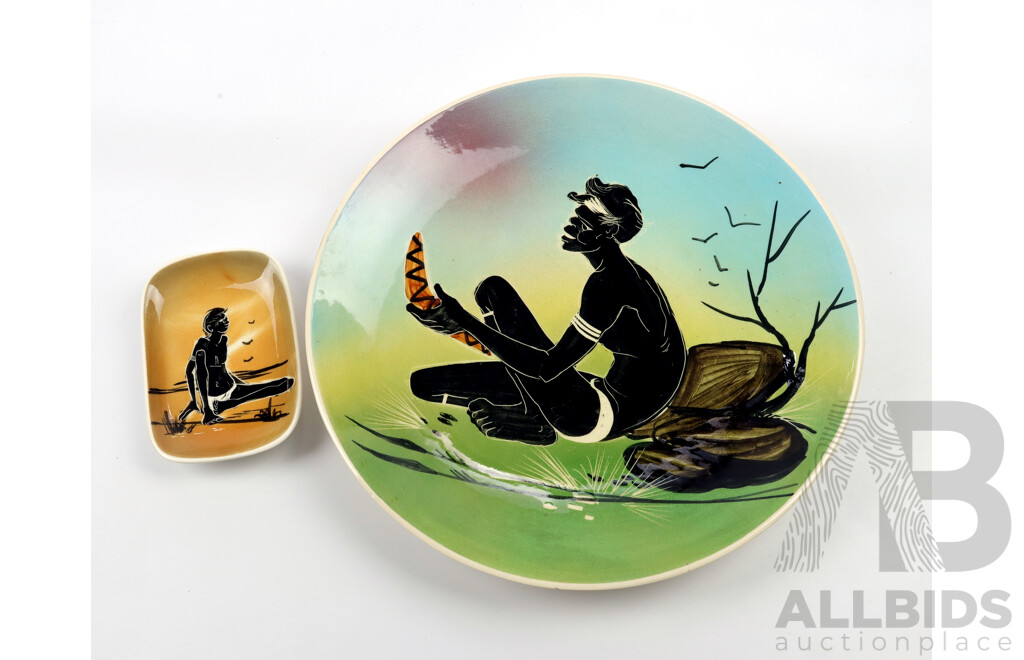 Vintage Studio Anna Hand-Painted Plate & Pin Dish (2)