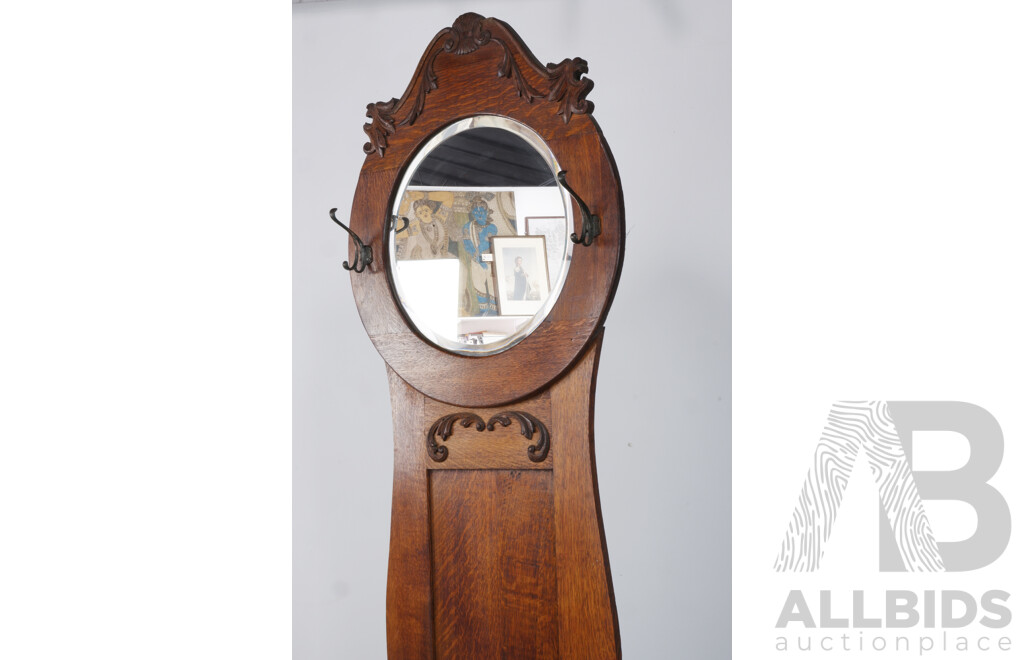Antique Hall Stand with Seat and Mirror
