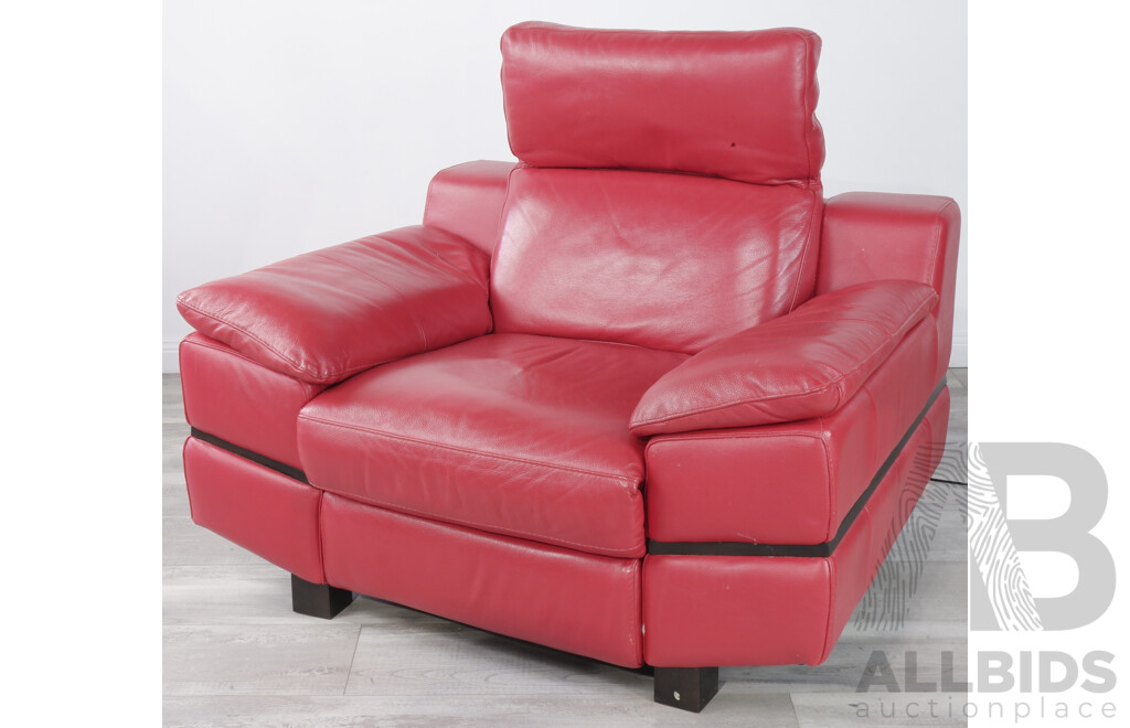 Red Leather Electric Reclining Lounge and Armchair
