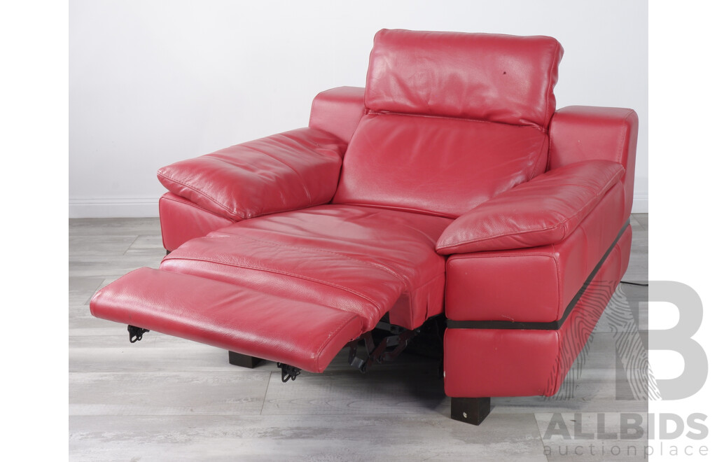 Red Leather Electric Reclining Lounge and Armchair