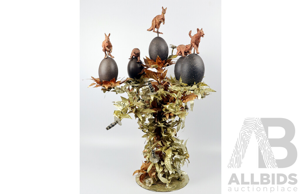 Trevor Dunbar, Australiana, Emu Eggs, Cast Resin, Pressed Metal and Found Objects