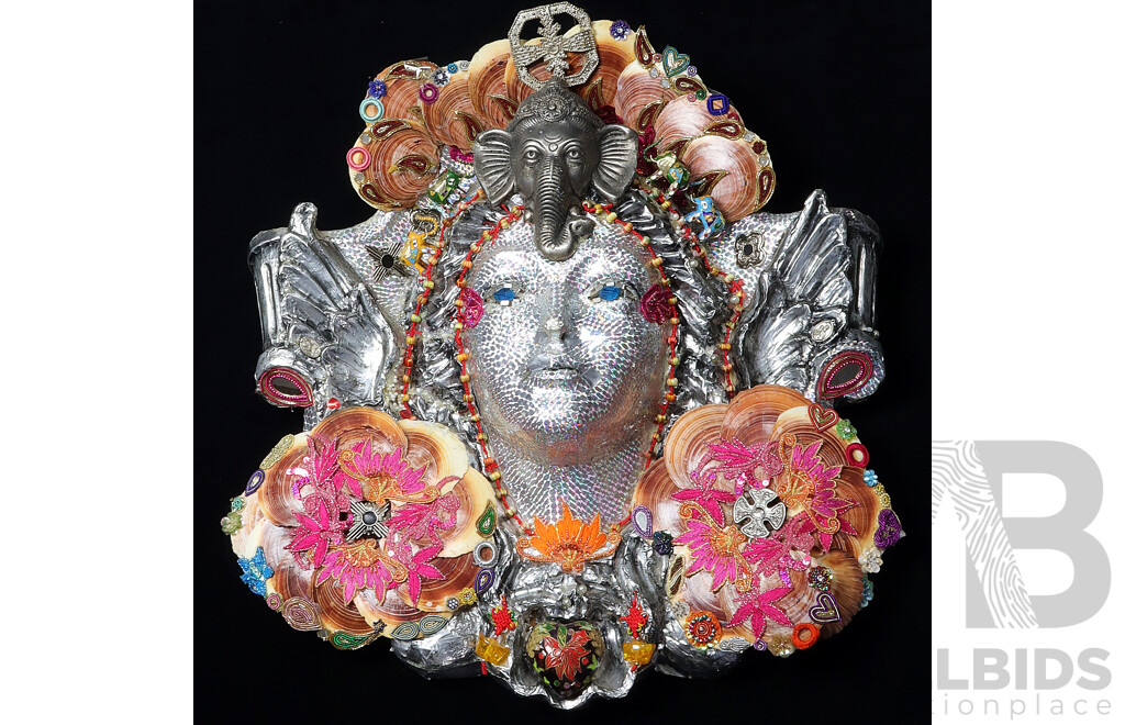 Trevor Dunbar, Queen, Pressed Metal, Shells, Beads, Sequins, Lace and Found Objects