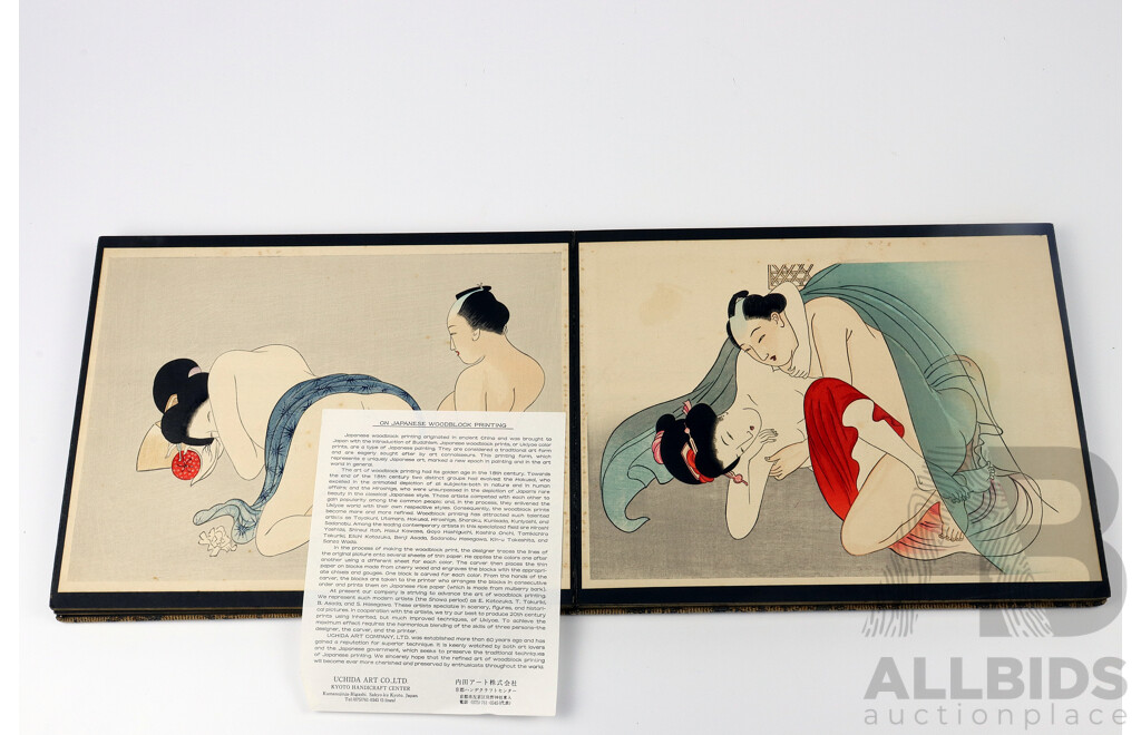 'Poetic Intercourse', Series of Erotic Japanese Woodblocks After Eisen Tomioka c1899