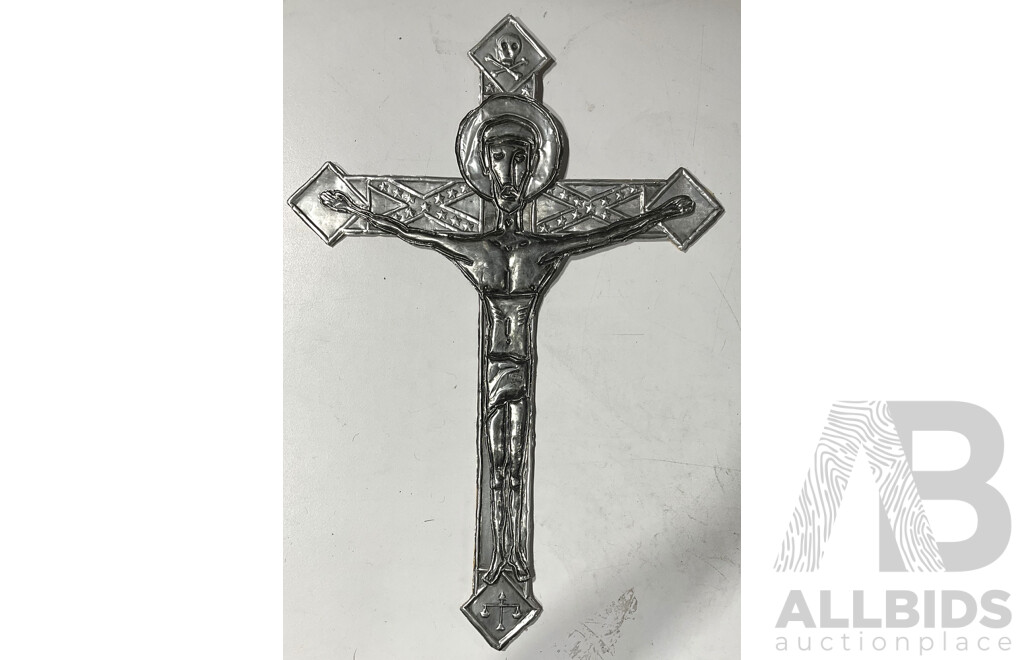 Contemporary Pressed Metal Crucifix