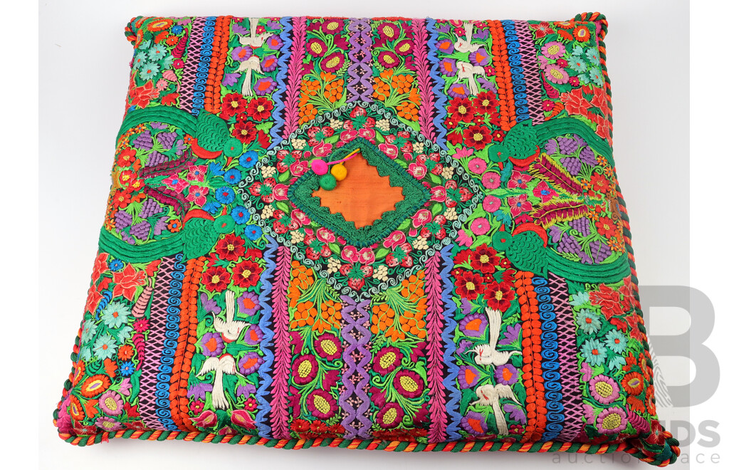 Mexican Embroidered Cushion - Puerto Vallarta