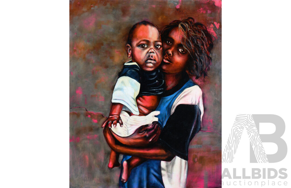 Trevor Dunbar, Mother & Child, Oil on Canvas