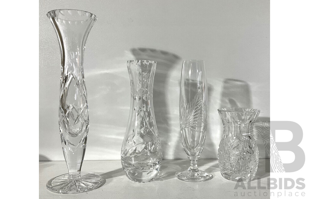 Collection Four Cut Crystal Vases