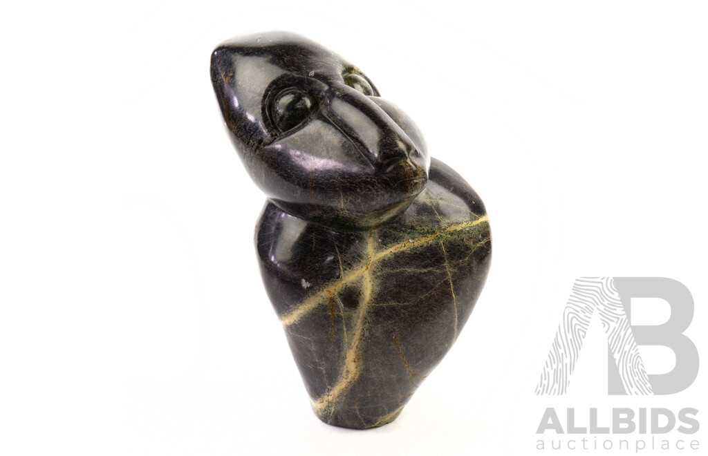 Hand Carved Zimbabwean Shona Polished Serpentine Spirit Figure by John Takawira (1952 to 2021)