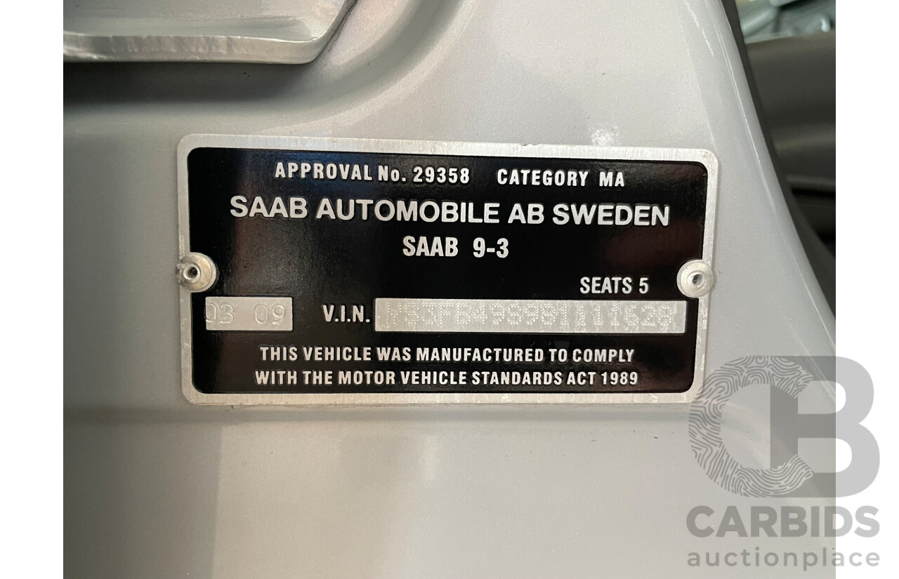 03/09 Saab 9-3 LINEAR 2.0t FWD MY08 4D Sedan Silver 2.0L