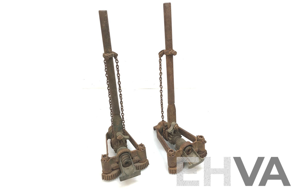 Vintage Plank Ratchet Flooring Jacks - Lot of Two