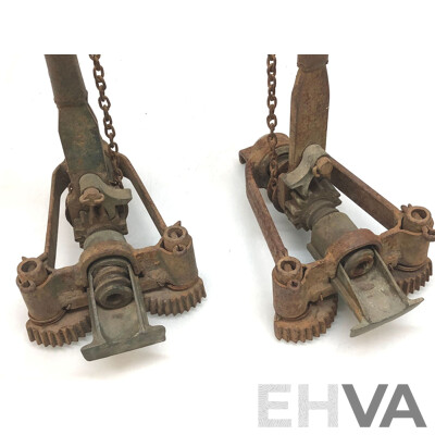Vintage Plank Ratchet Flooring Jacks - Lot of Two