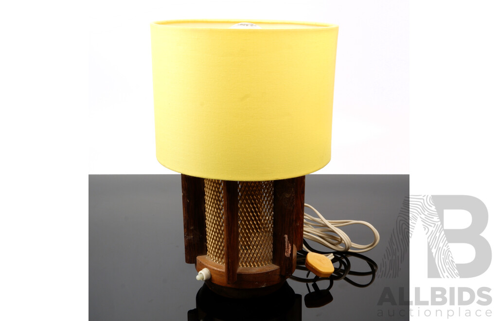 Funky Retro Table Lamp with Interesting Wooden Base by Frank O'Brien Wattle Products, Brisbane