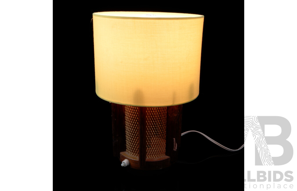 Funky Retro Table Lamp with Interesting Wooden Base by Frank O'Brien Wattle Products, Brisbane