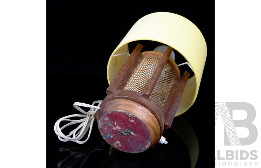 Funky Retro Table Lamp with Interesting Wooden Base by Frank O'Brien Wattle Products, Brisbane