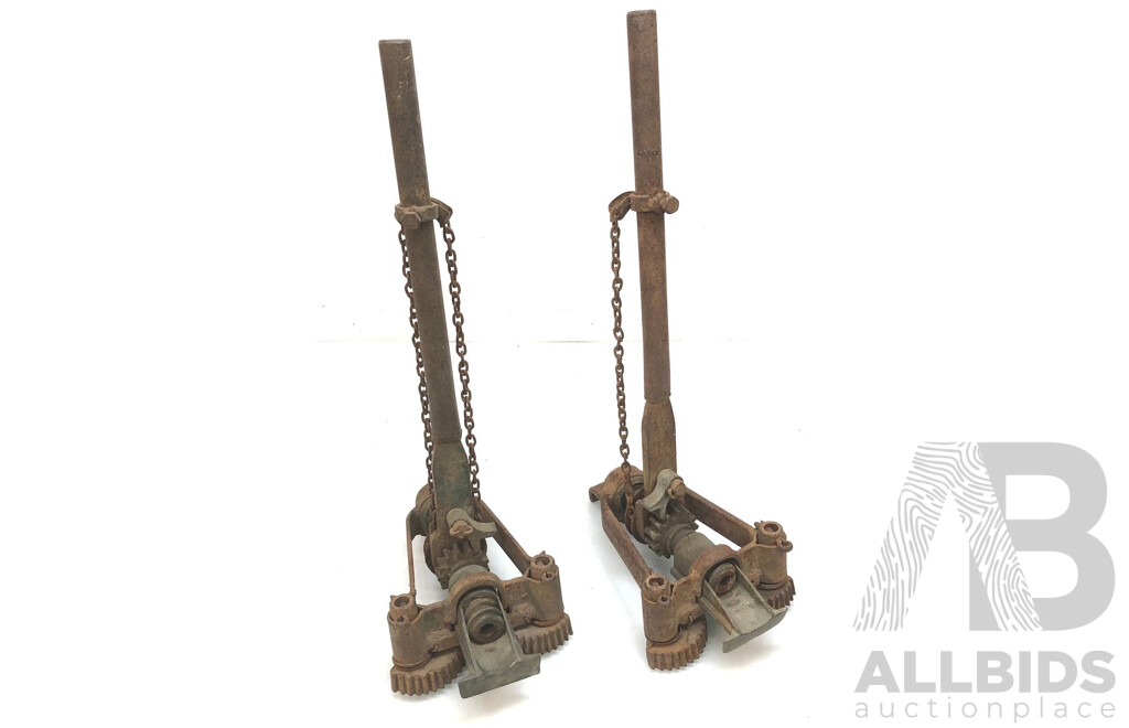 Vintage Plank Ratchet Flooring Jacks - Lot of Two