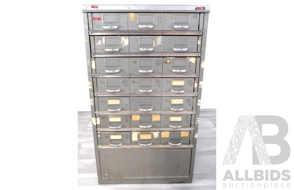 Vintage Business Systems 21 Drawer Filing Cabinet
