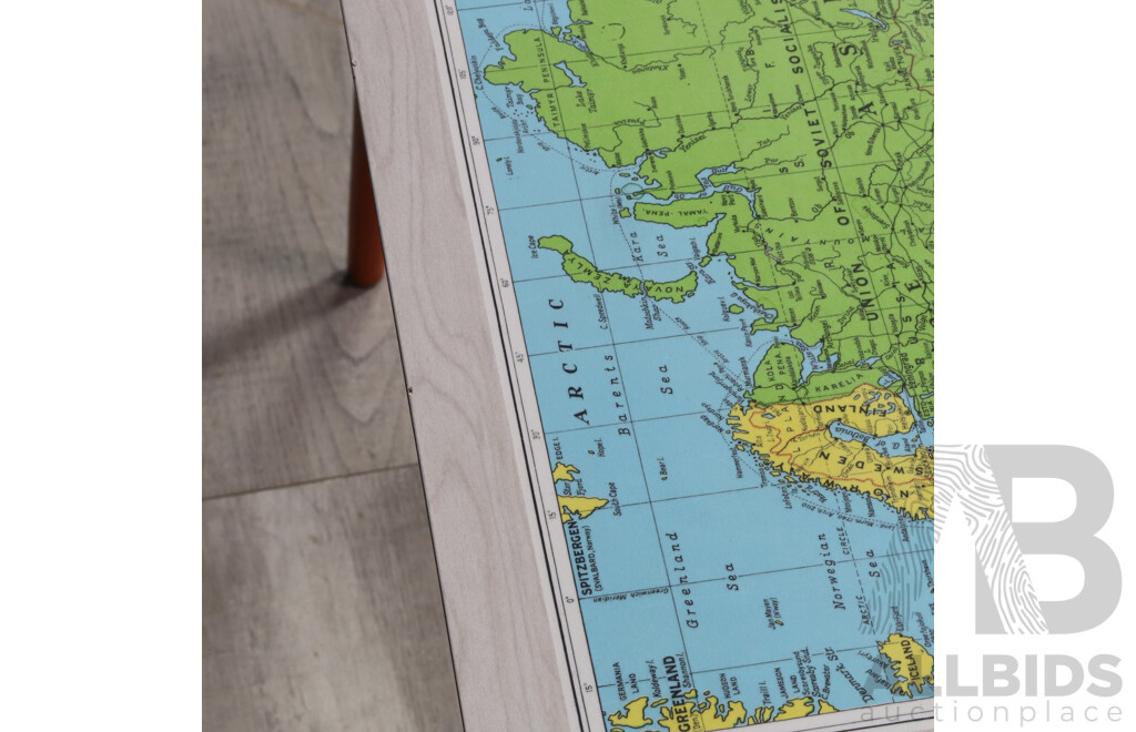 Retro Childs Desk with Laminate Map of the World Top