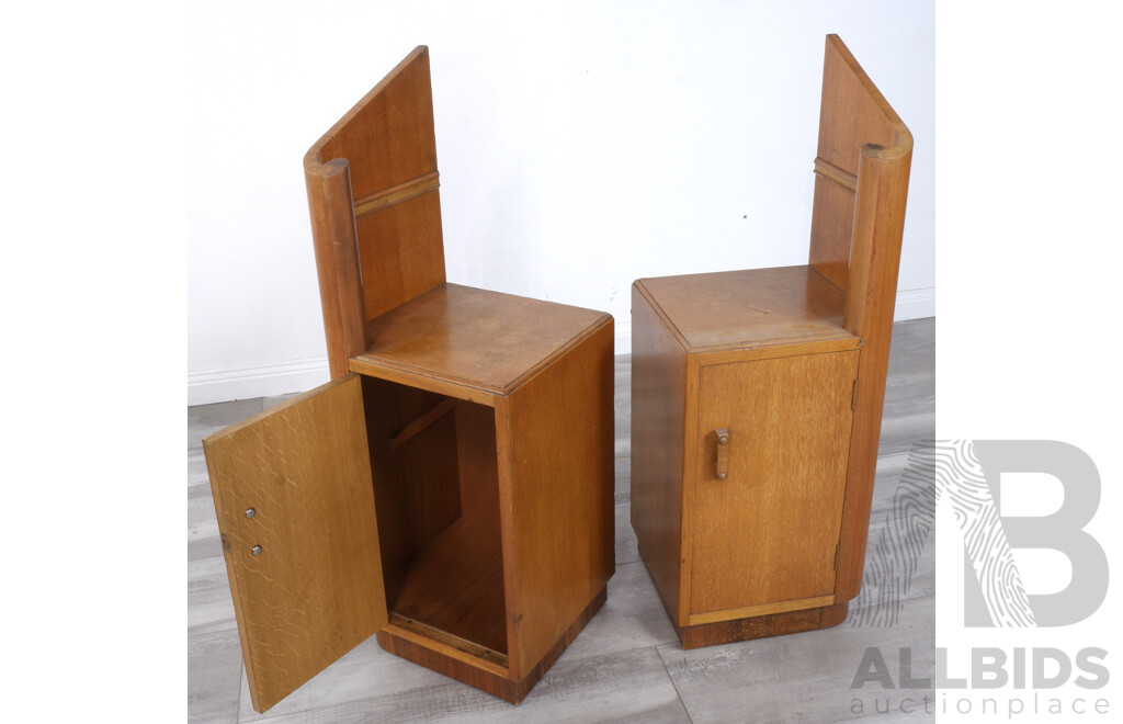 Pair of Art Deco Curved Bedside Cabinets
