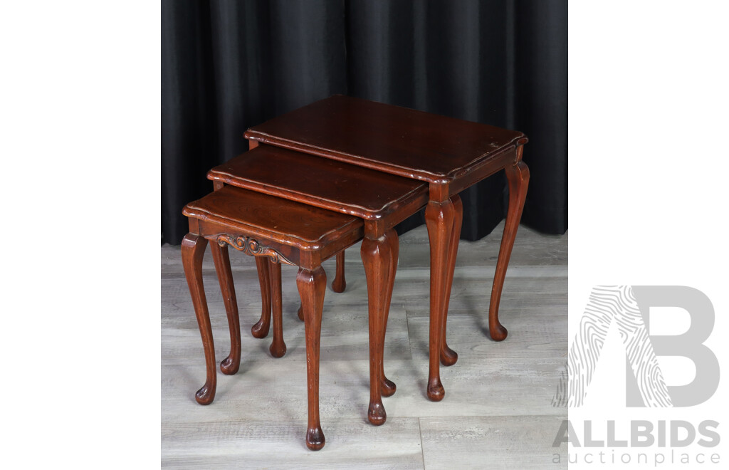 Nest of Three Queen Anne Style Side Tables