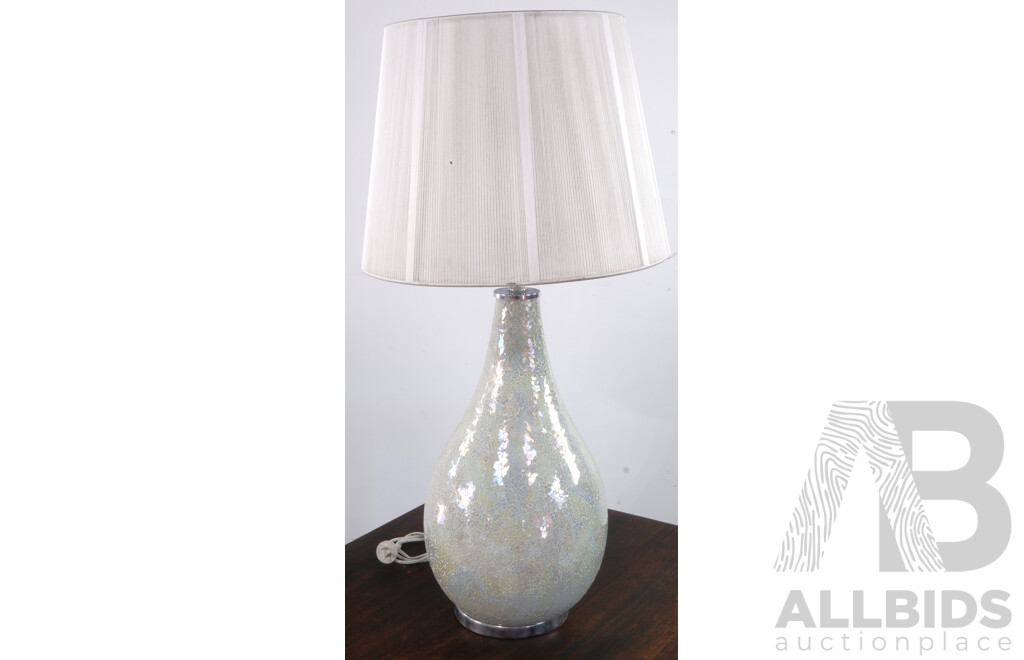 Modern Bulbous Table Lamp with Shatter Glass Finish