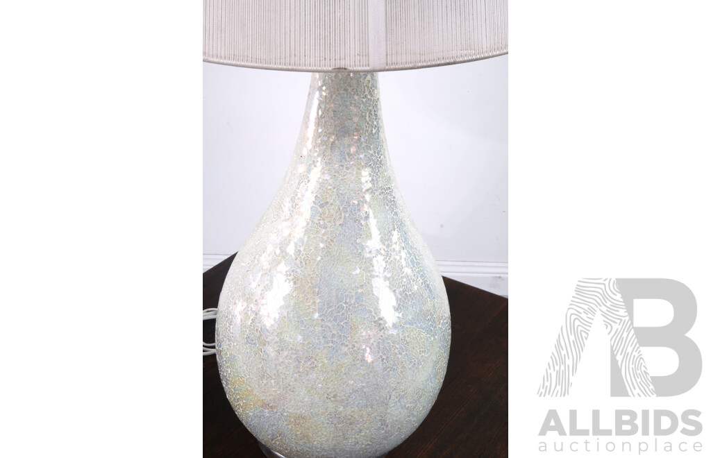 Modern Bulbous Table Lamp with Shatter Glass Finish