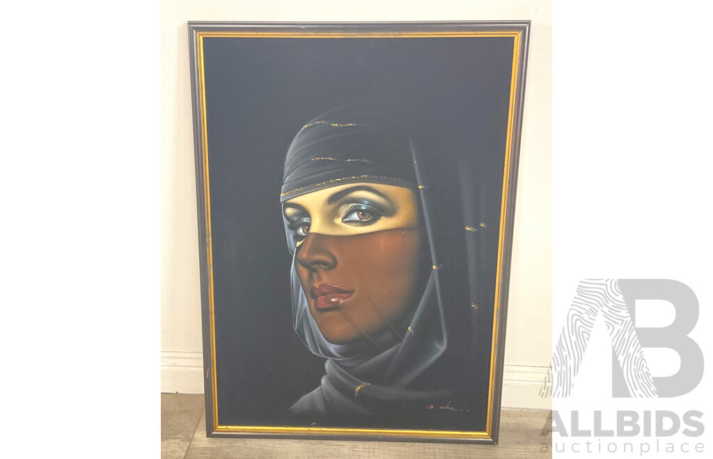 S. Choi, Arabian Portrait, Oil on Velvet