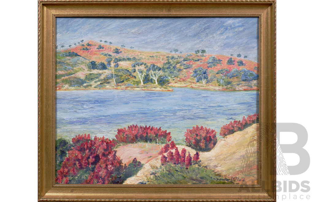 Dawne Clifford, River Landscape, Oil on Canvas