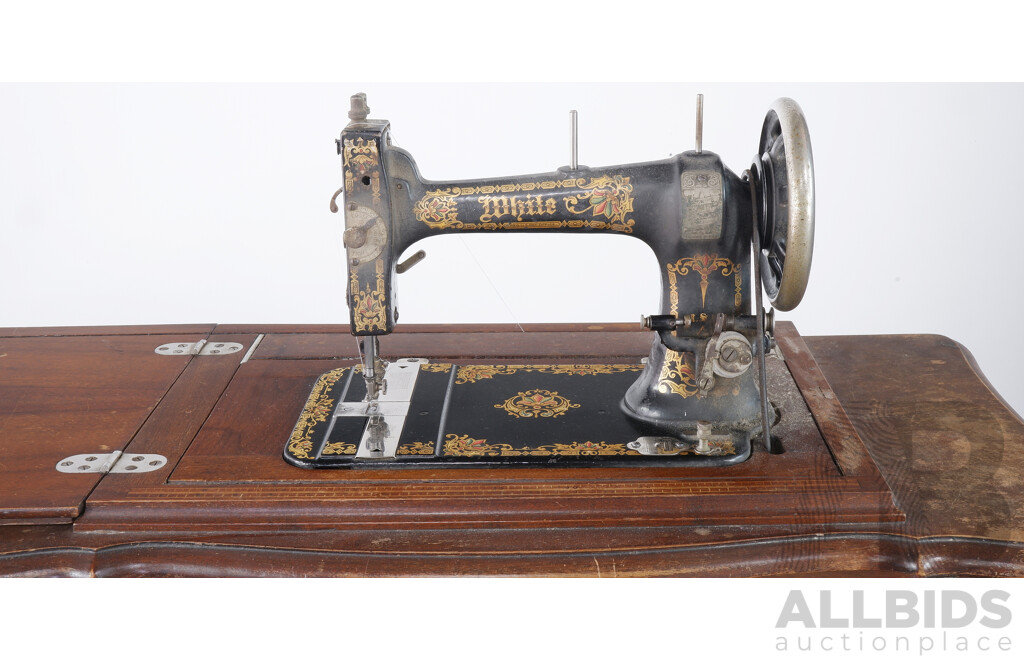 Antique White Tredle Sewing Machine