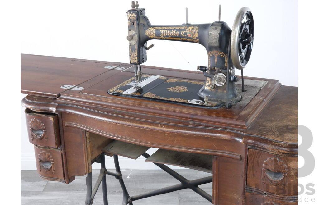 Antique White Tredle Sewing Machine