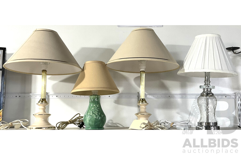 Four Table Lamps with Shades