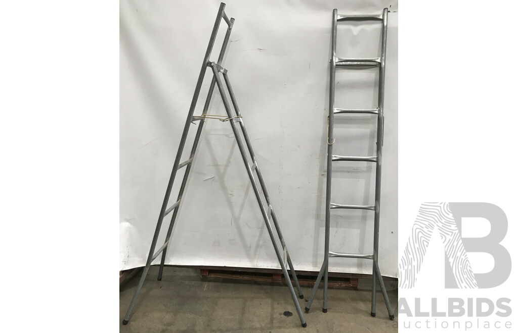 Steel a Frame Trestle Ladders - Lot of Two