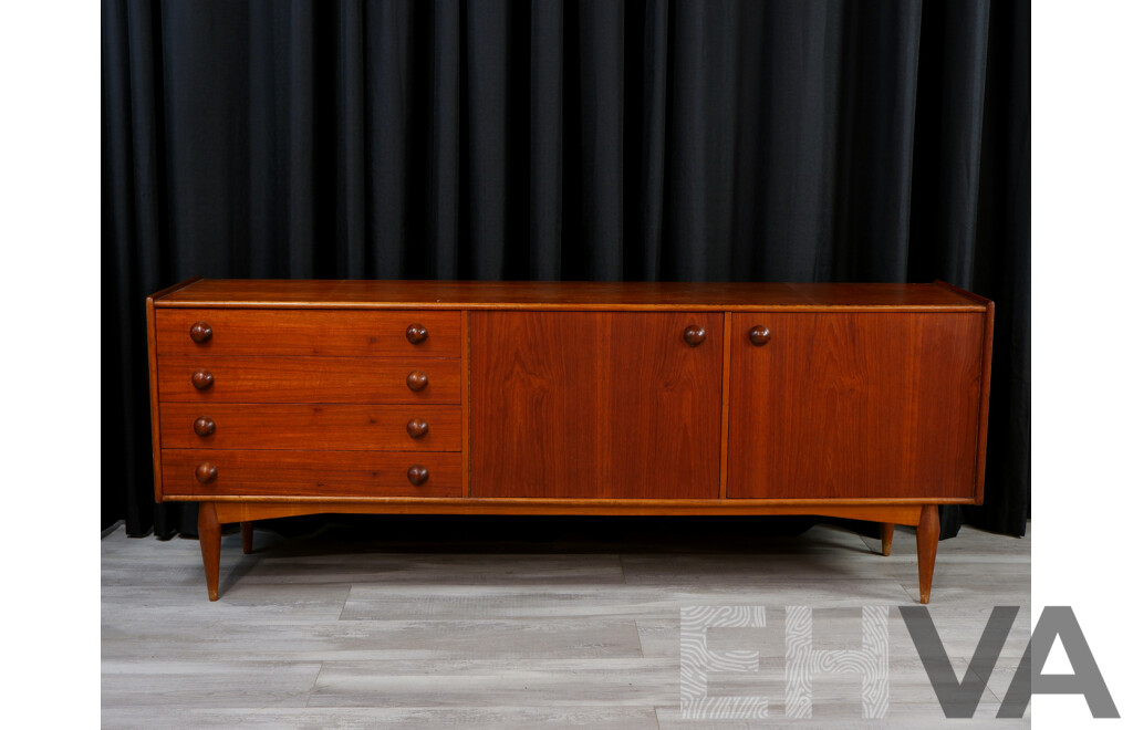 Summertone Mid Century Teak Sideboard with Four Drawers and Two Doors