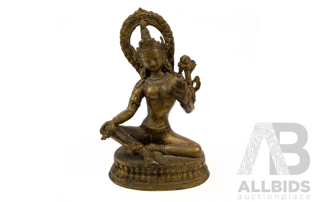 Antique Sino Tibetan Brass Bodhisattva Figure