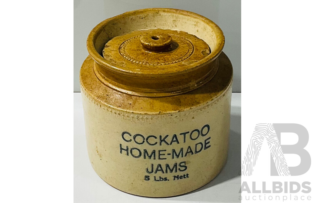 Vintage Ceramic Cockatoo Home-Made Jams Pot with Lid