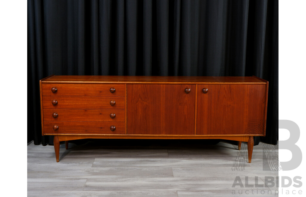 Summertone Mid Century Teak Sideboard with Four Drawers and Two Doors